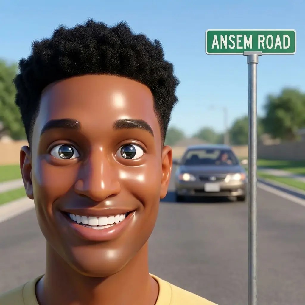 Ansem crossing the road